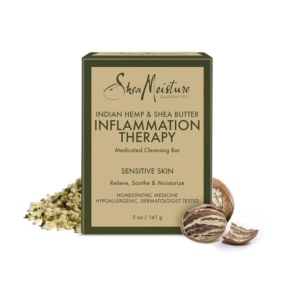 Shea Moisture Inflammation Therapy Cleansing Bar Indian Hemp & Shea Butter 5 Oz